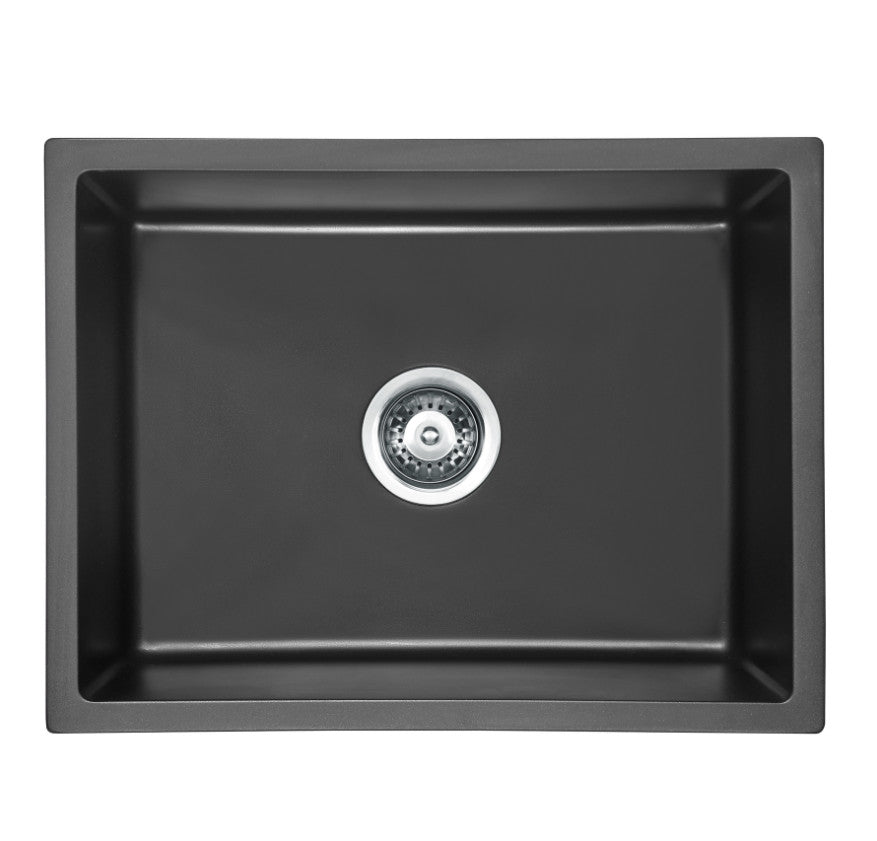 Bad Und Kuche Arcko Lux Under / Overmount Single Bowl Sink Matt Black