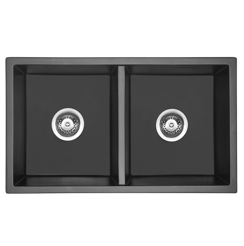 Bad Und Kuche Arcko Lux Under / Overmount Double Bowl Sink Matt Black