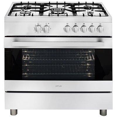Artusi 90cm 8 Function Upright Cooker with 5 Burners Stainless Steel