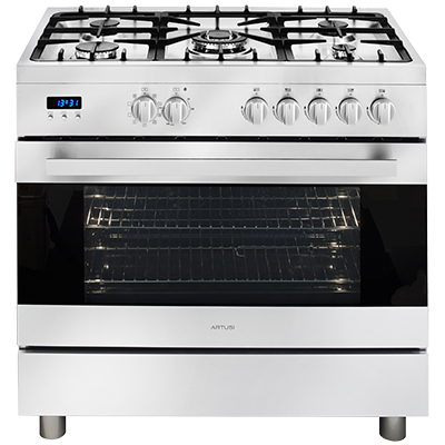 Artusi 90cm 9 Function Upright Cooker with 5 Burners Stainless Steel