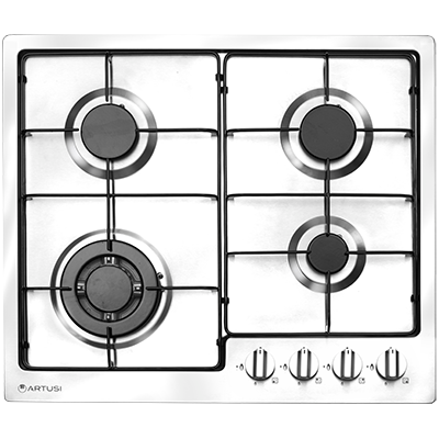 Artusi 60cm 4 Burner Gas Cooktop With Flame Failure Stainless Steel Enamel Trivets