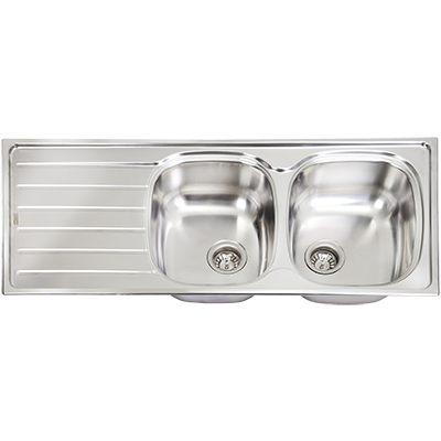 Artusi Devon Double Bowl Sink with Drying Area Stainless Steel Universal 0 Tap Hole
