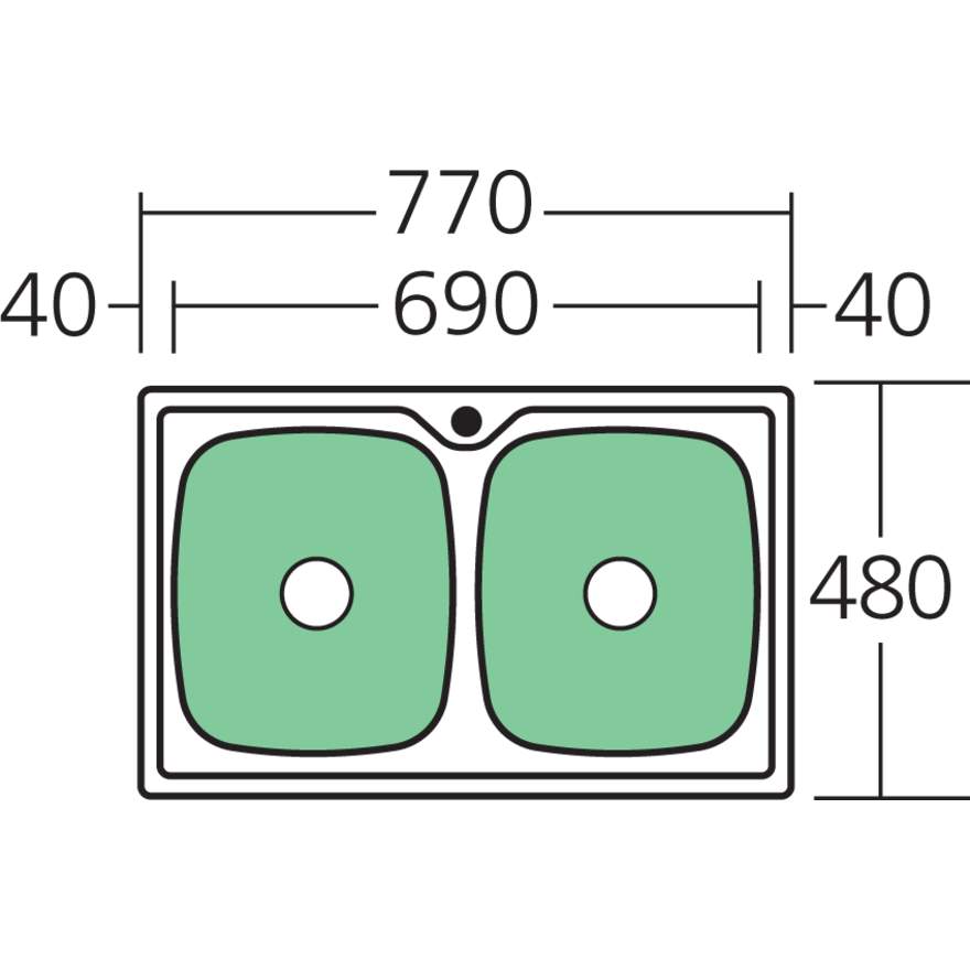 Oliveri Endeavour EE64 Sink Double Top Mount Bowl 770 X 480mm No Tap Hole