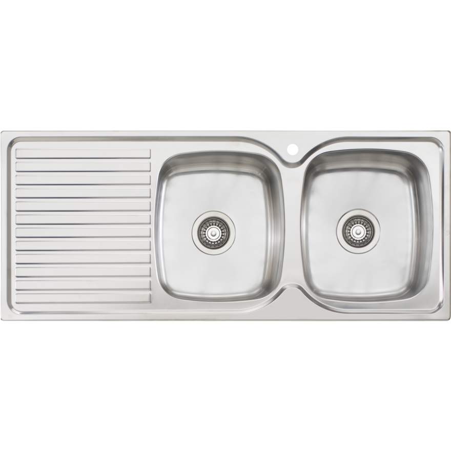 Oliveri Endeavour EE72 1 Tap Hole Sink 1135mm Right Hand Double Bowl