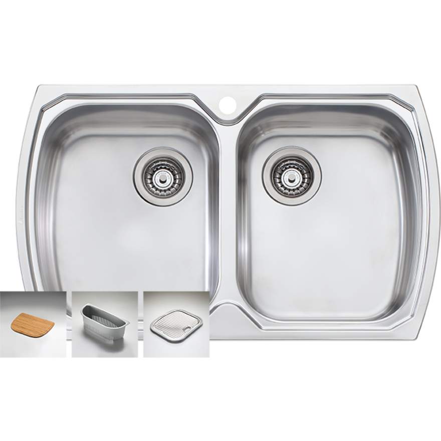 Oliveri Monet MO763 Sink 815X500mm Double Bowl No Tap Hole