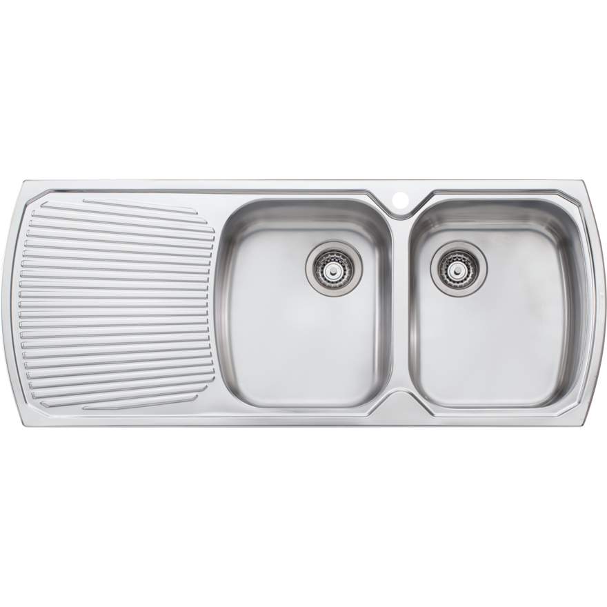 Oliveri Monet MO772 1 Tap Hole Sink 1200mm Right Hand Double Bowl