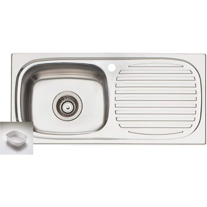 Oliveri Martini MR502 1 Tap Hole Sink Right Hand Bowl 740x350mm 1 Tap Hole