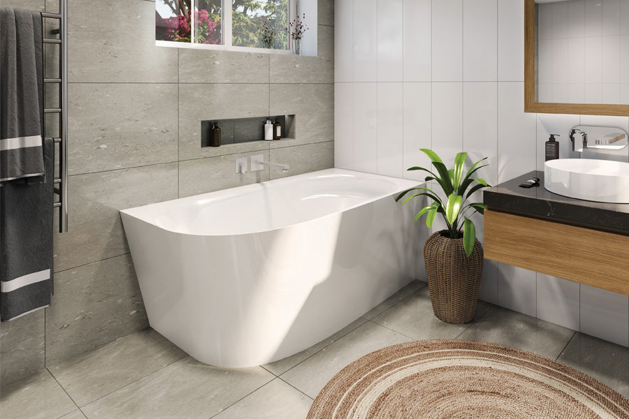 Decina Natalia 1500 Left Back-To-Wall Freestanding Bath - White