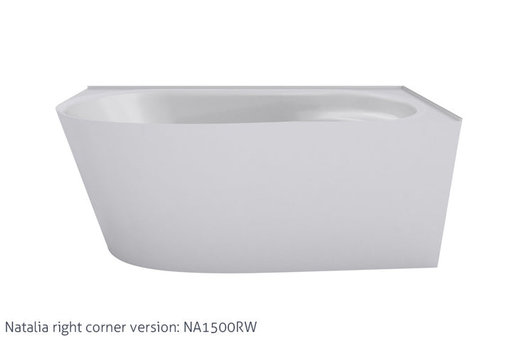 Decina Natalia 1500 Left Back-To-Wall Freestanding Bath - White