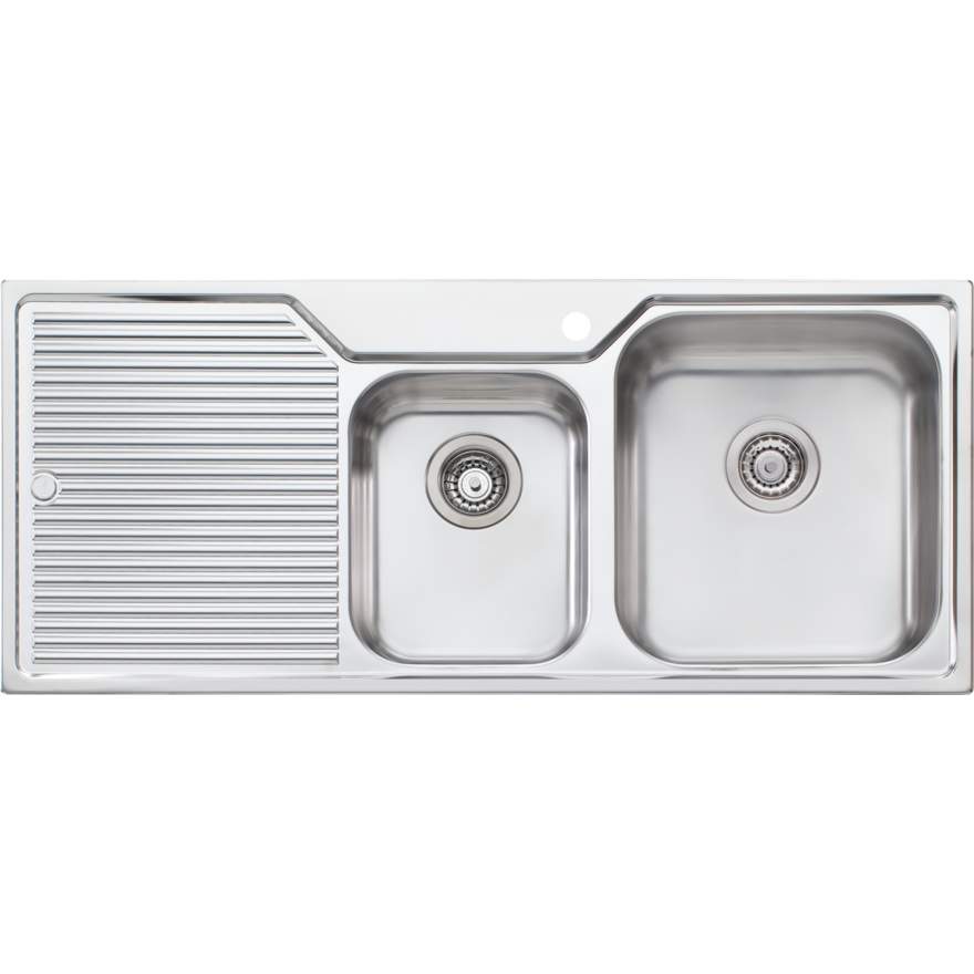 Oliveri Nu-Petite NP612 Sink 1150mm Right Hand 1 & 3/4 Bowl 3 Tap Hole