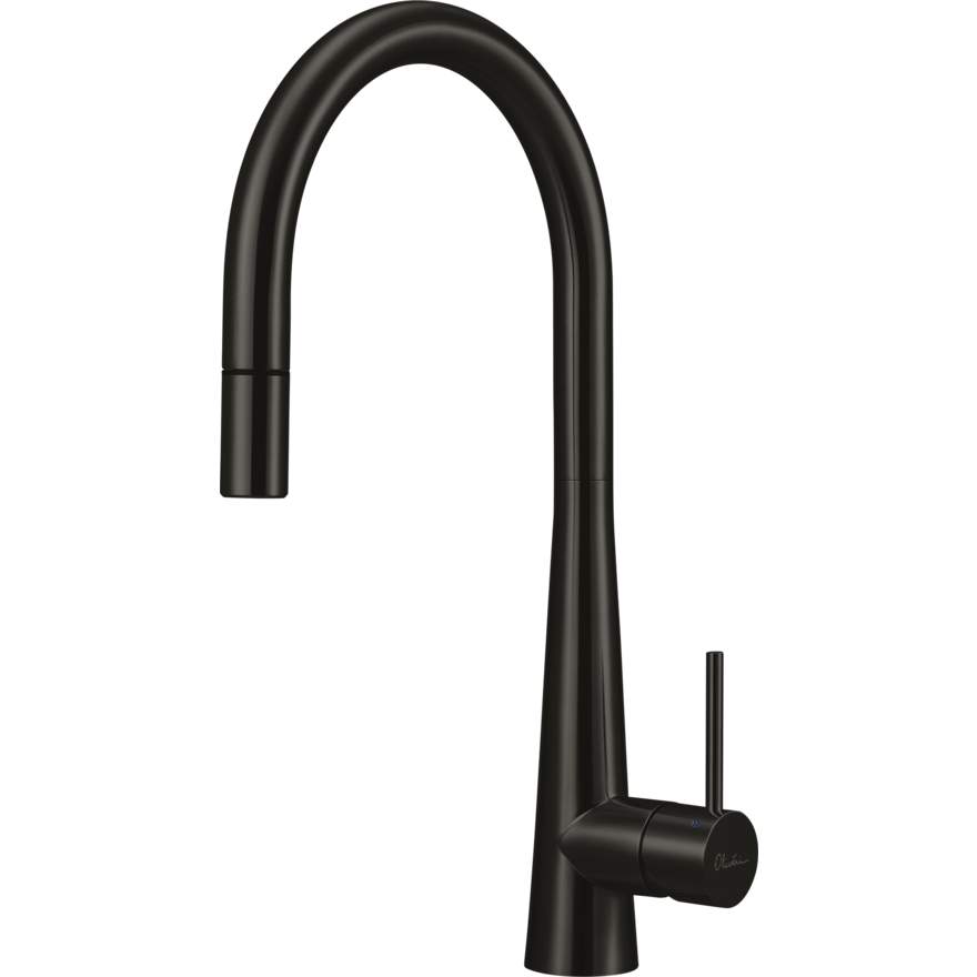 Oliveri Essente SS2525-BL Goose Neck Stainless Steel Black Pull Out Mixer