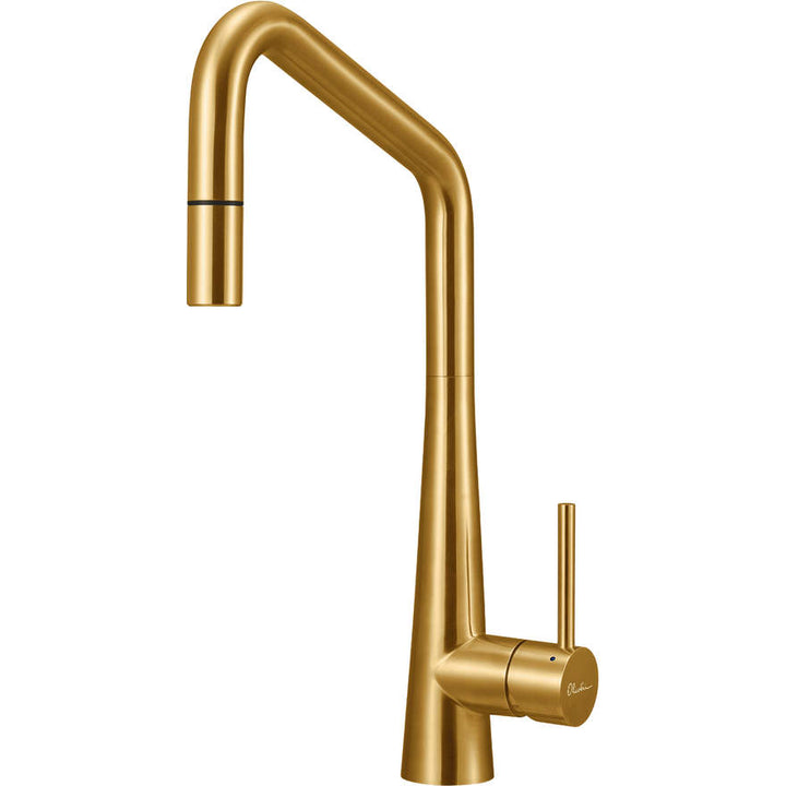 Oliveri Essente SS2575-AU Square Goose Neck Stainless Steel Gold Pull Out Mixer