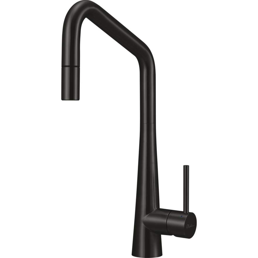 Oliveri Essente SS2575-BL Square Goose Neck Stainless Steel Black Pull Out Mixer