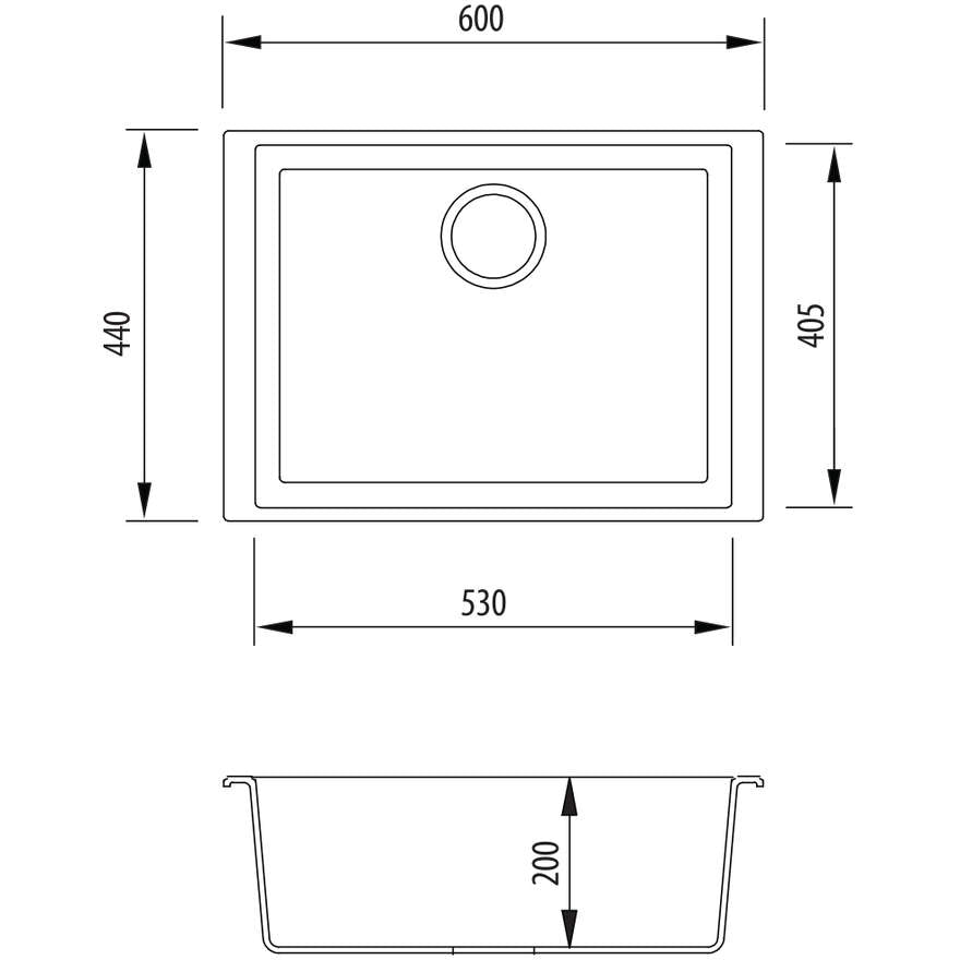 Oliveri Santorini St-BL1560U Large Bowl Under Mounted Sink