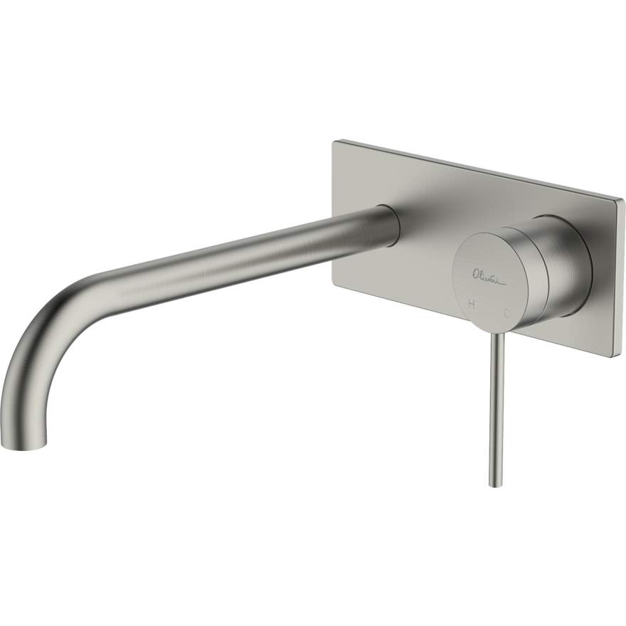 Oliveri Venice Curved Brushed Nickel Wall Mixer Set