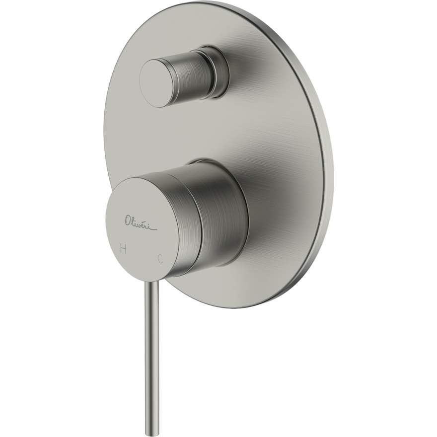 Oliveri Venice Brushed Nickel Wall Mixer with Diverter