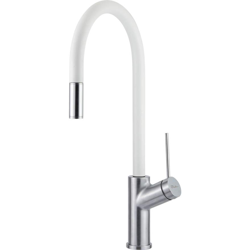 Oliveri Vilo VT0398B-WH White and Brushed Pull Out Mixer Tap